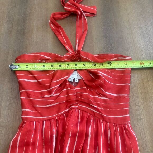 Sachin & Babi Casual Georgette Midi‎ Dress Size 4 Halter Smocked Back - Picture 5 of 16